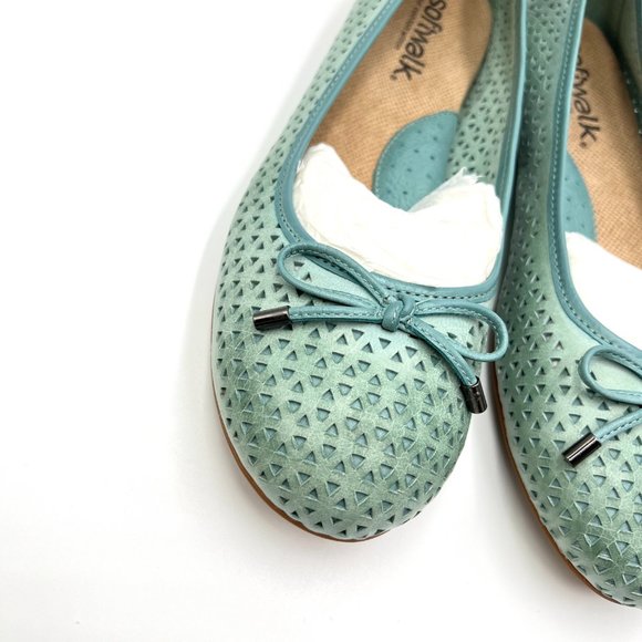 Softwalk Womens Size 9 Napa Laser Blue Green Leather Comfort Ballet Flats Shoes - Picture 4 of 13